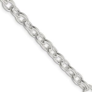 Men's 6.25mm, Sterling Silver Fancy Solid Rolo Chain Necklace, 16 Inch